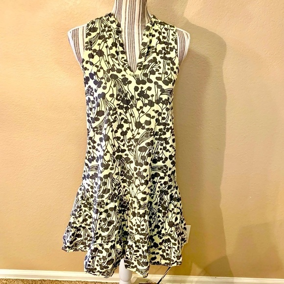 Paninaro Vintage Dress Small Yellow Grey Abstract Floral Sleeveless Mini - Picture 1 of 13